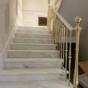 白城圆弧型铜雕花楼梯扶手_铜扶手_铜艺扶手_欧式铜扶手_法式楼梯