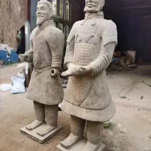 仿古秦始皇兵马俑像 泥塑陶俑摆件 一二号铜车马摆饰配秦俑工艺品