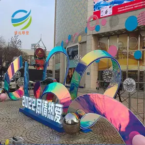 源头厂家定制户外大型园林景观雕塑 廊架精神堡垒镜面不锈钢雕塑