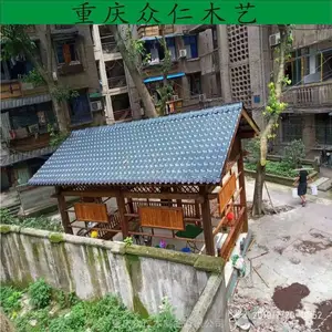 宜宾樟子松仿古琉璃瓦长廊 实木仿古亭子游廊 芬兰木烟雨长廊施工安装 众仁木艺