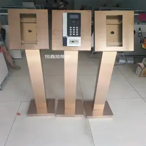 拉丝玫瑰金不锈钢门禁刷卡机立柱 不锈钢钣金加工工艺
