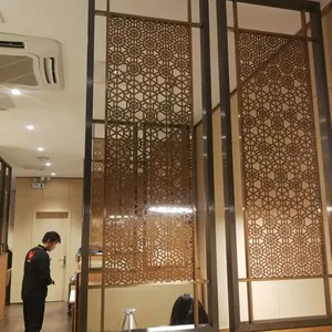 双色镂空隔断定制 餐厅玫瑰金不锈钢屏风花格