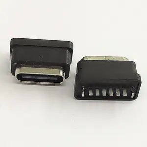 USB TYPE-C 6P防水直插母座 180度立式DIP接口 H=6.0 6.8 10.0 11.0mm
