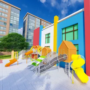 幼儿园木质滑梯 室外组合滑梯 木质拓展攀爬架 儿童双人秋千 地面蹦床