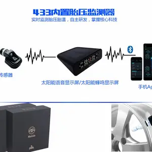 马力德太阳能蜂鸣显示屏胎压监测器内置检测仪汽车轮胎气压TPMS原厂直销