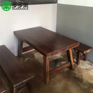 深圳叹一笼烤吧实木烧烤桌,蚝屋实木餐桌,李家木屋烧烤桌椅定做