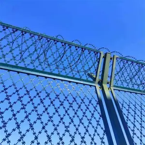 Y型巡逻通道焊接刀刺网镀锌喷塑 围墙防爬滚刺网带支架
