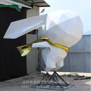 玻璃钢几何兔子雕塑 大型园林景观切面卡通动物雕塑