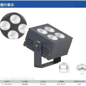 拓龙 LED新款投光灯COB50W方型大功率投射灯400W楼宇亮化投光灯