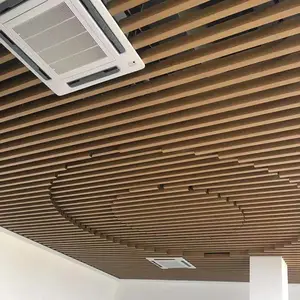 阳江学校定制造型铝方通吊顶 50X90木纹U型铝格栅厂家
