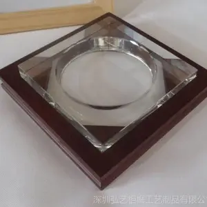 木制烟灰缸底座批发 红木色烟缸底托 水晶烟缸底座 木制工艺品 器皿
