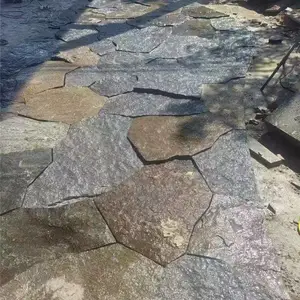 极简装饰 不规则石片背景墙 中国黑石皮墙文化石 黑色碎拼石