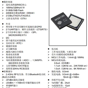 WS8100 BLE 5.0规范的高性能低功耗SOC芯片