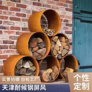 锈板围挡围墙 耐候钢板屏风加工 园林景观发光灯柱