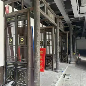 中式火锅店实木花窗 实木花格卡座隔断 仿古门窗厂家定制