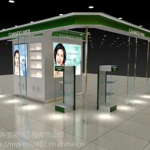 济南烤漆化妆品展柜,新型铁艺结合化妆品展示柜设计定制工厂