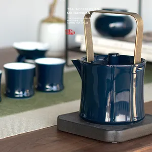 陶鼎轩梅花霁蓝陶瓷茶壶创意功夫茶具套装