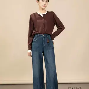 莎飞加厚毛呢阔腿裤秋冬垂顺不打皱通勤高腰裤 品牌折扣货源