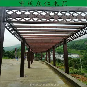 花园实木栅栏 樟子松弧形花架 众仁木艺