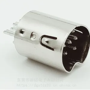 MINI DIN 10P公头焊线式 高低针带弹片 MD10芯 连接器