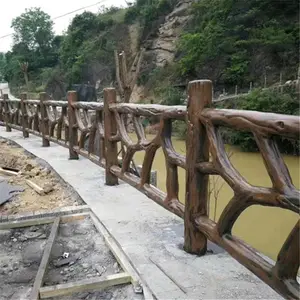 水泥仿木护栏 1.8米市政工程道路防腐木栏杆 预制混凝土木纹围栏