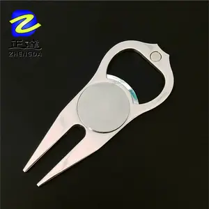 高尔夫球叉开瓶器定制 金属球标定做LOGO果岭叉 磁吸式组合球叉