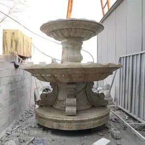 石雕黄锈石定制大型欧式喷泉水钵雕塑景观户外园林广场流水装饰摆件