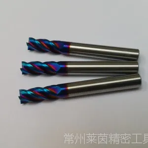 莱茵rhine高硬度涂层铣刀,蓝纳米进口铣刀,加工不锈钢高温合金铣刀,返修涂层磨损铣刀