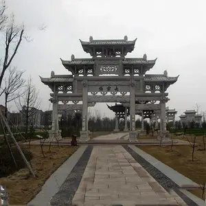 村口石牌坊厂家 大型石牌坊 三门三楼石牌楼