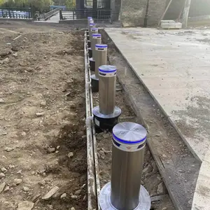 红门科拓战将海康大华安快百胜启功九鼎全自动升降柱停车场学校挡车路障不锈钢地桩浅预埋电动液压升降柱安装
