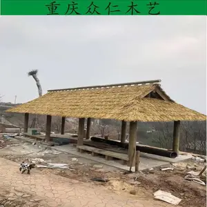 道真樟子松现代长廊 仿古彩绘长廊 防腐木亭子游廊施工安装 众仁木艺