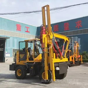 高速护栏打桩机 四驱铲车式护栏打桩机 打拔钻一体护栏打桩机