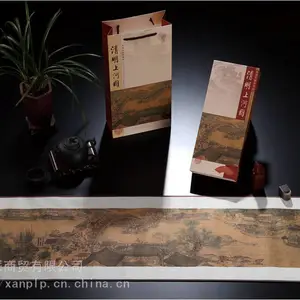 西安仿古清明上河图丝绸卷轴文化纪念礼品