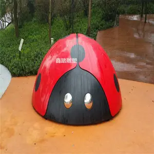 房地产304不锈钢七星瓢虫雕塑 喷漆表面安装实物效果图