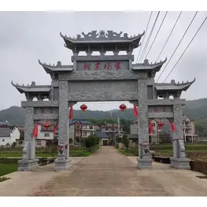 山东石牌楼厂家 景区石头大门定制 花岗岩材质 耐久防腐