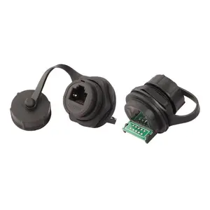 LSHITECH龙仕 RJ45焊线母座带PCB板 网线信号防水连接器