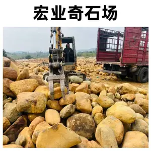 天然黄蜡石吨位石,园林造景黄蜡石原石,广东黄蜡石奇石场