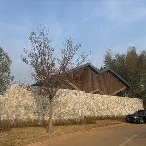 庭院地铺外墙砖石材碎拼石条石垒墙砌墙老石板与环境易融合