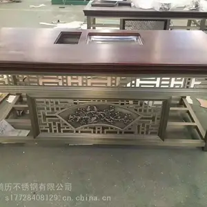 丽江小区客厅定制欧式钛金不锈钢茶几金属制品