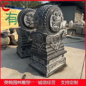 青石抱鼓门墩石 仿古小象貔貅门鼓祖宅古建门当石装饰美观 纹理清晰