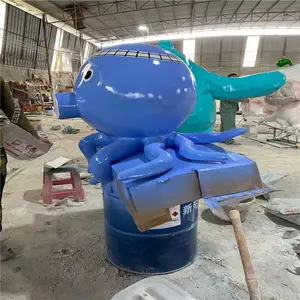 海洋玻璃钢章鱼卡通雕塑报价 户外游乐场景观雕塑雕塑摆件