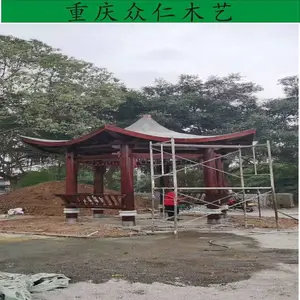 长寿景区景观六角亭 防腐木现代凉亭 樟子松家用凉亭施工安装 众仁木艺