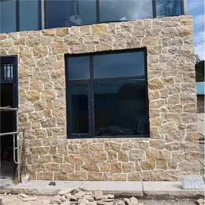 别墅外墙自然石碎拼外墙砖多边形拼接旱溪石地面拼花设计