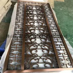 武汉酒店装饰不锈钢屏风 办公室装饰屏风隔断 酒吧装饰拉丝香槟金不锈钢屏风