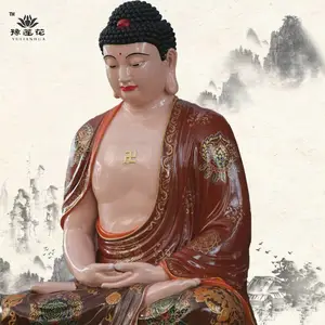 豫莲花***2米横 三世佛 敦煌描金彩绘三宝佛佛像 药师佛 贴金释迦摩尼佛像