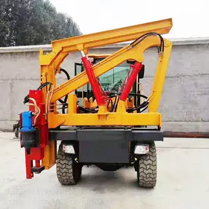 高速公路护栏工程打桩设备轮式装载85锤头打桩机护栏打桩机