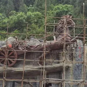 丽江玉龙水泥腻子立体浮雕壁画,古建彩绘浮雕照壁影壁背景墙绘