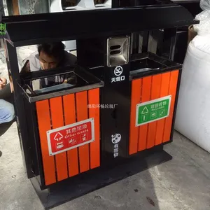 都江堰路旅游路线垃圾桶 沿街摆放的木质垃圾桶 户外垃圾桶 钢木结构 价格合理