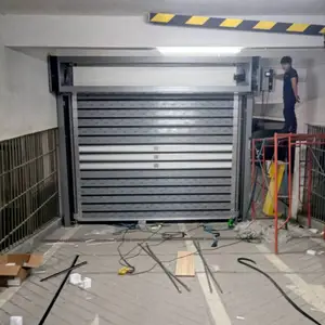 硬质快速卷帘门铝合金抗风型机场通道涡轮高速自动升降感应门