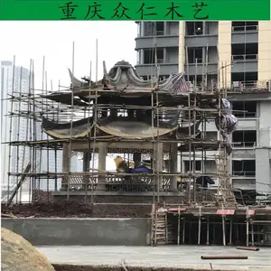 濯水景区樟子松彩绘古建凉亭 防腐木双檐仿古凉亭 生产 众仁木艺